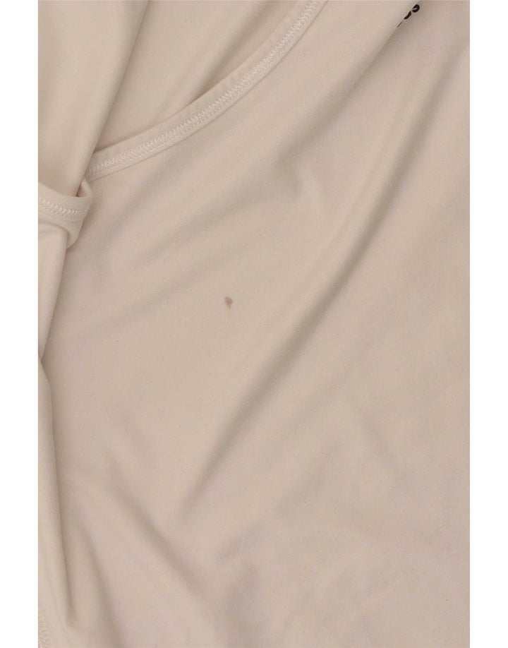 Adidas T-Shirt Femme Top UK 12/14 Polyester Colorblock Blanc Moyen