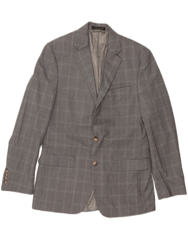 CHAPS Veste Blazer 2 Boutons Homme UK 38 Gris Moyen Pied-de-Poule Polyester