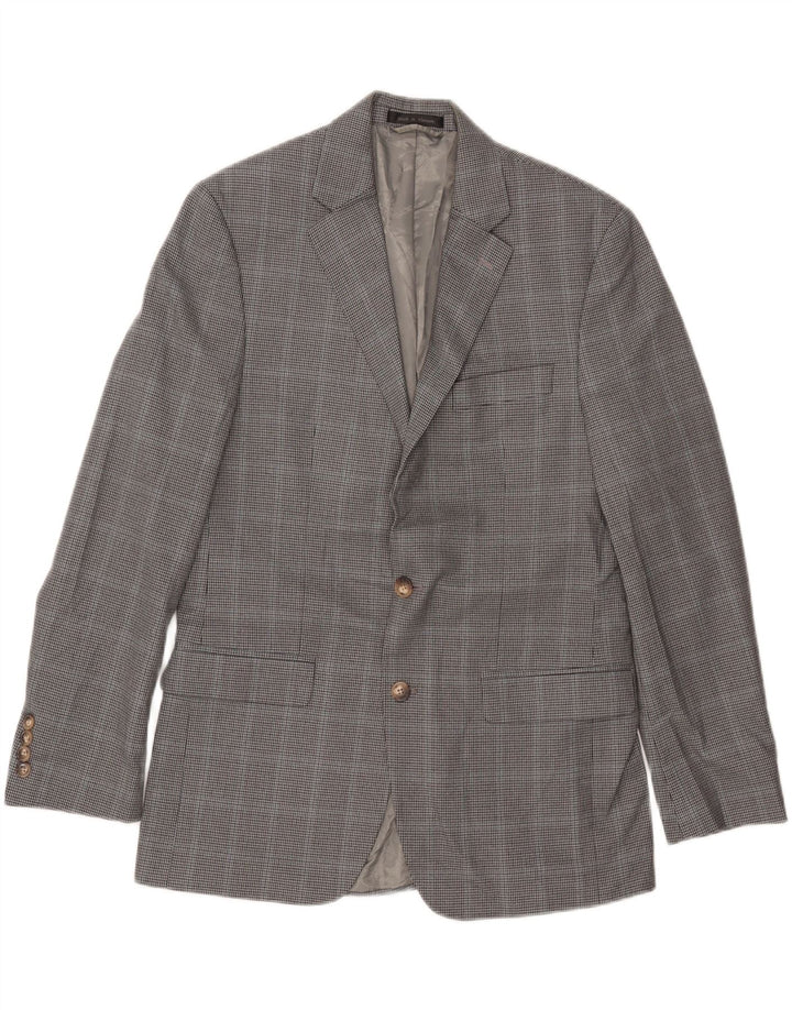 CHAPS Veste Blazer 2 Boutons Homme UK 38 Gris Moyen Pied-de-Poule Polyester