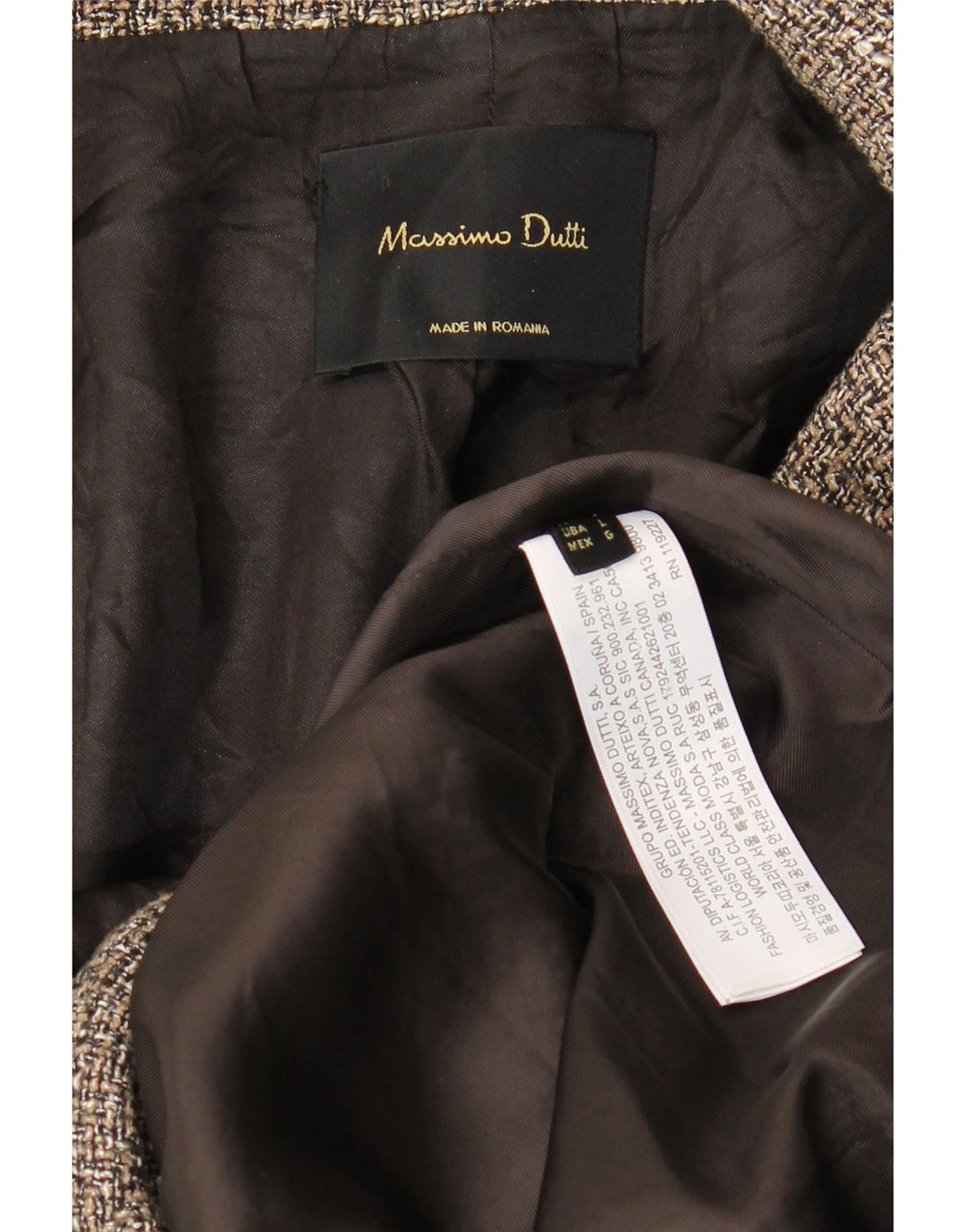 Massimo Dutti Manteau croisé pour femme UK 16 Grand chevrons gris