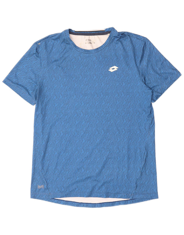 Lotto Mens T-Shirt Top XL Blue Houndstooth