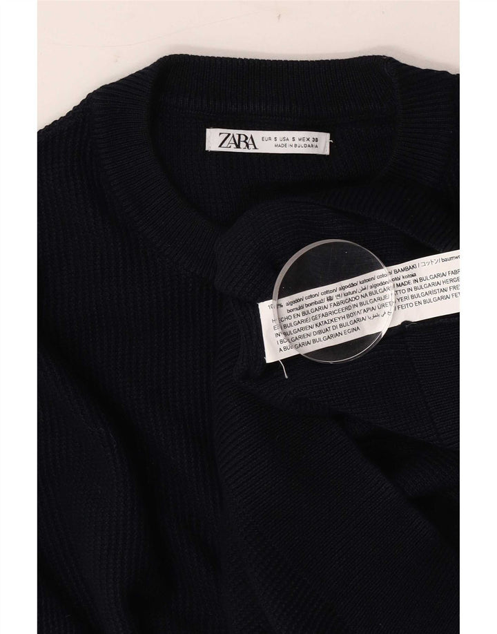 Zara Pull ras du cou pour homme en coton bleu marine Petit