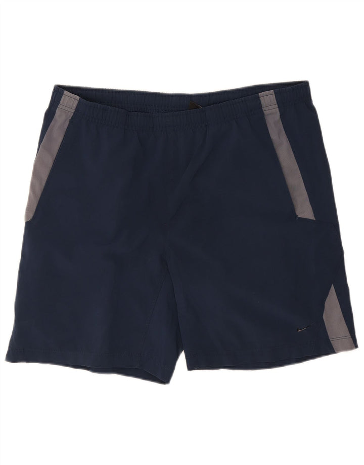 Nike Short de sport pour homme Petit polyester color block bleu marine