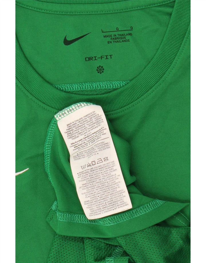 Nike Womens Dri Fit T-Shirt Top UK 14 Large Vert Polyester