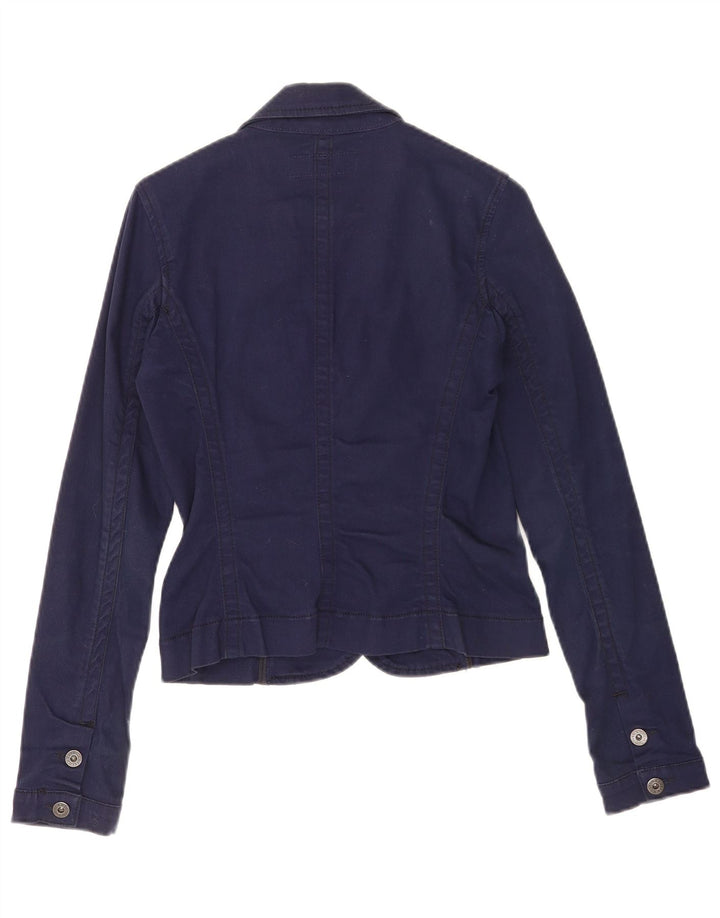 Guess Veste Blazer 3 Boutons Femme UK 10 Petit Bleu Marine Coton