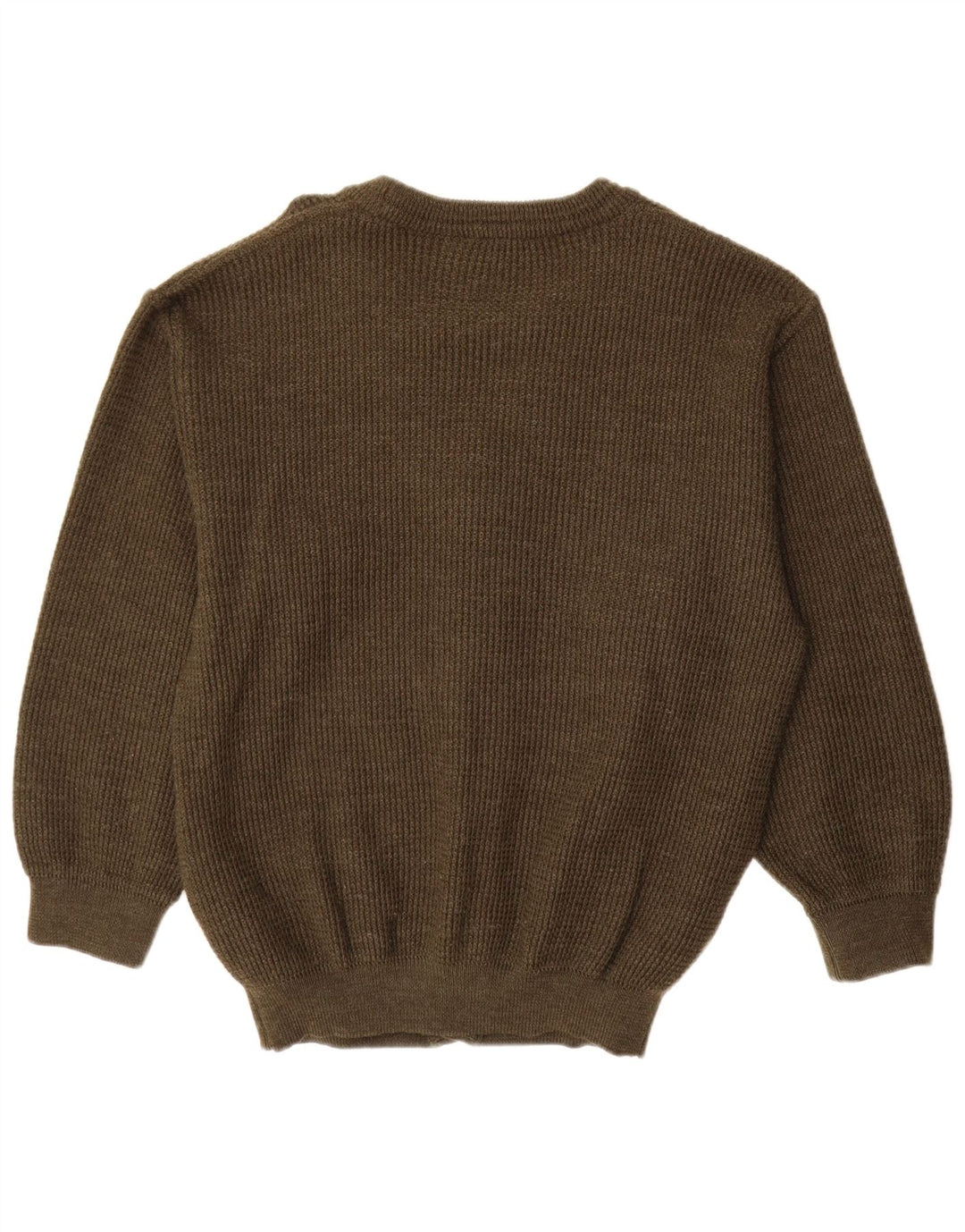 vintage Mens Cardigan Sweater IT 50 Moyen Kaki Nouvelle Laine