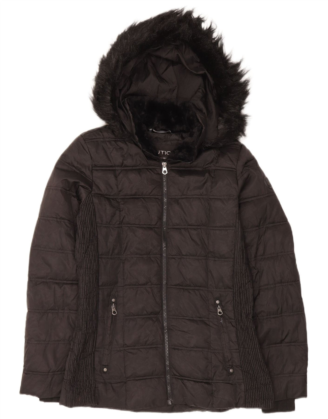 Nautica Veste matelassée surdimensionnée à capuche pour femme UK 10 Small Noir Polyester
