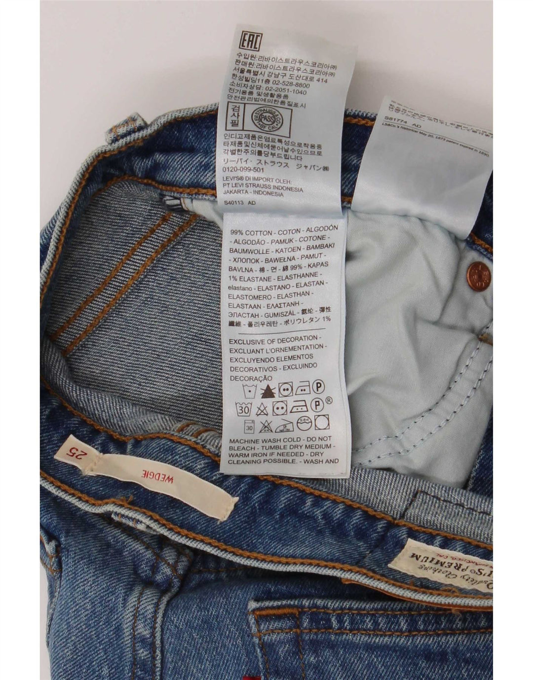 Levi's Jean Droit Wedgie Femme W25 L27 Bleu Coton