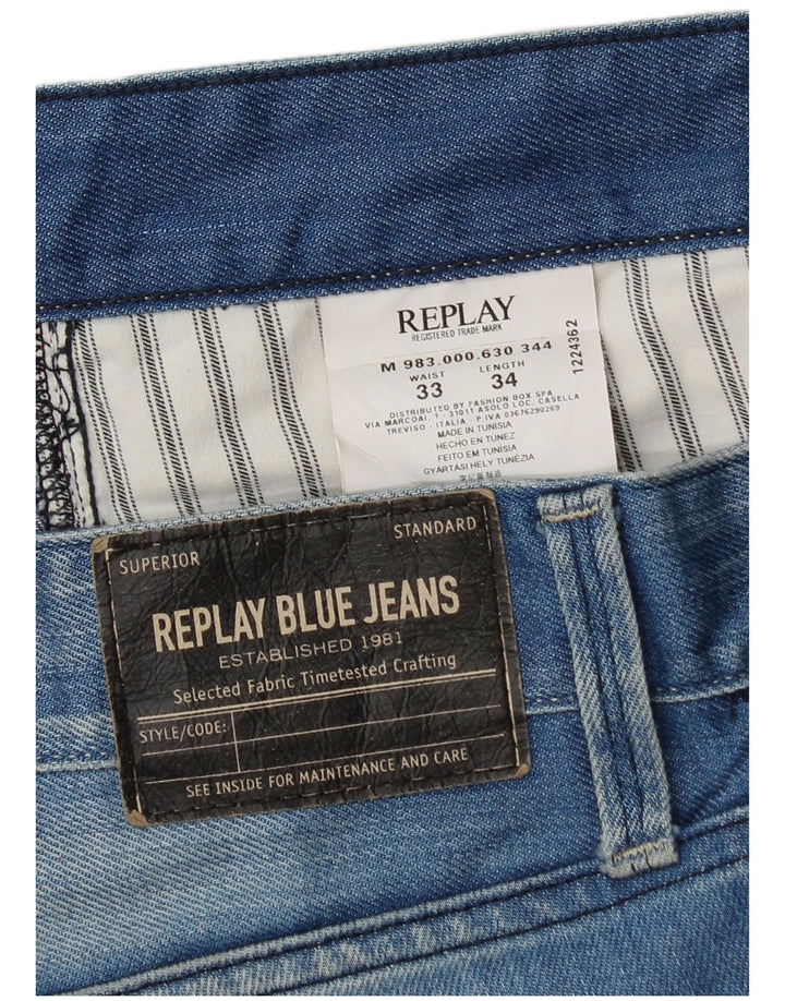 Replay Short Waitom Denim W33 Large Homme Bleu Coton