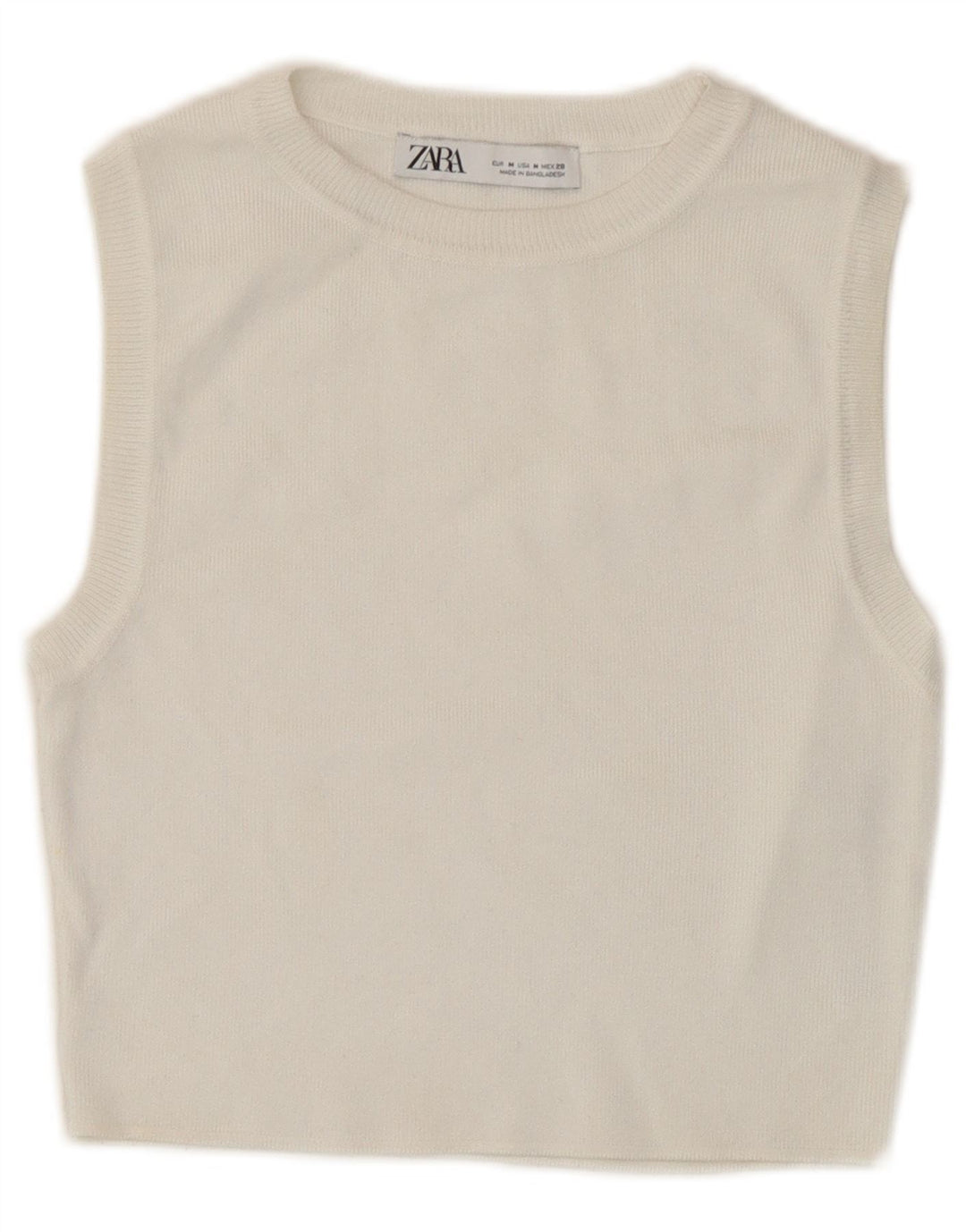 Zara Haut court sans manches pour femme UK 12 Viscose blanc moyen