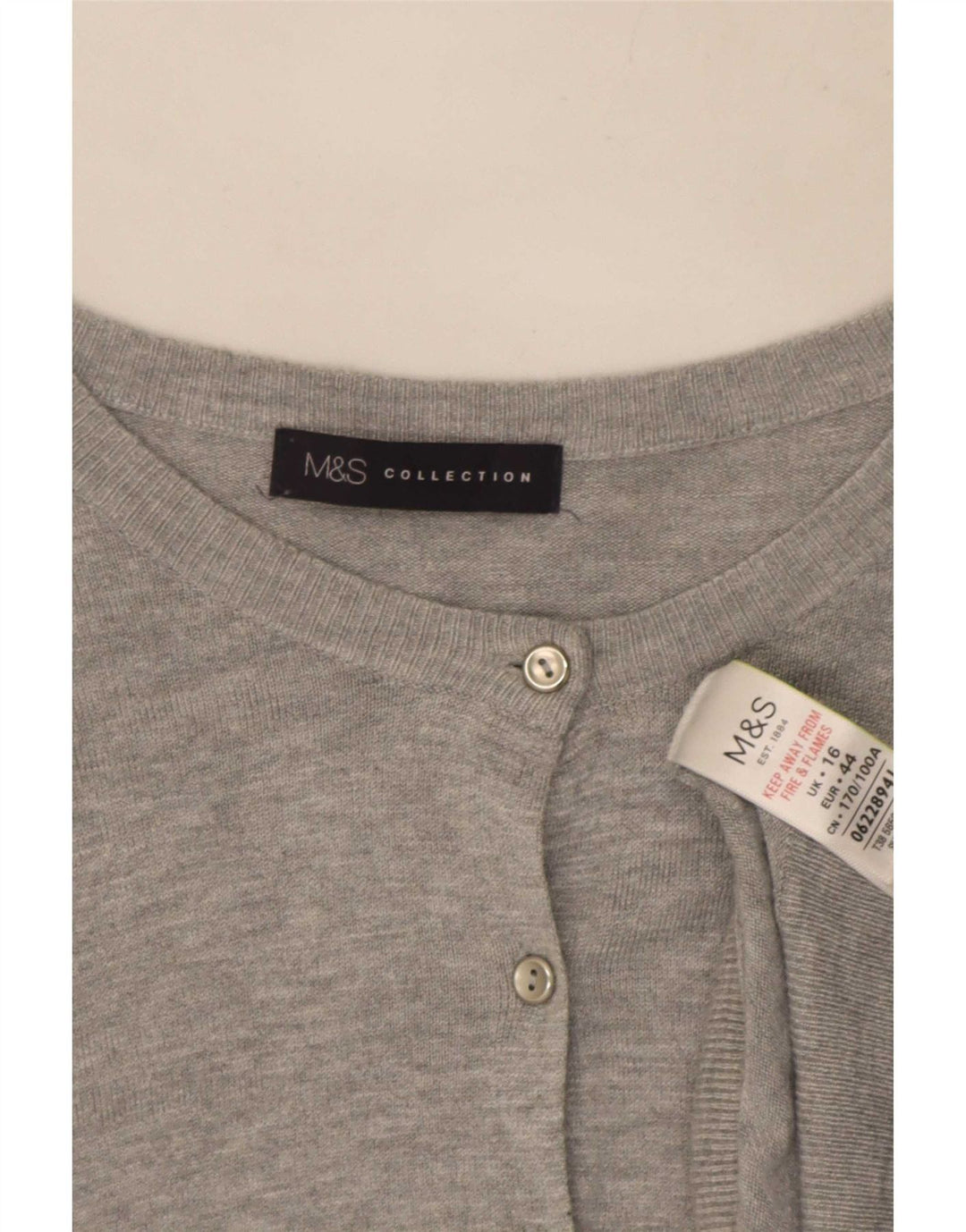 Marks & Spencer Pull Cardigan Femme UK 16 Large Gris Viscose