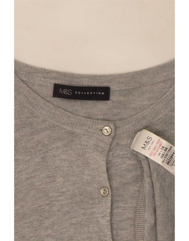 Marks & Spencer Pull Cardigan Femme UK 16 Large Gris Viscose
