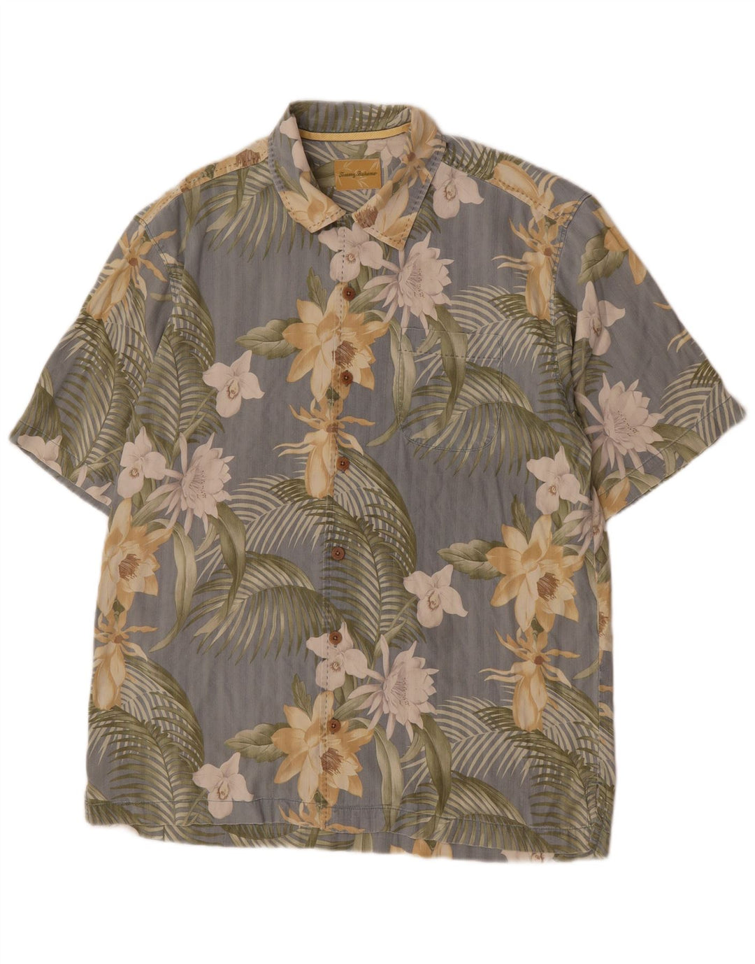 Tommy Bahama Chemise à Manches Courtes Homme Gris Moyen Coton Floral