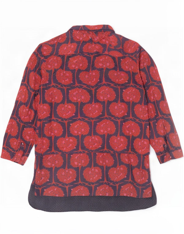 White Stuff Chemisier graphique à manches 3/4 pour femme UK 8 petit lin rouge
