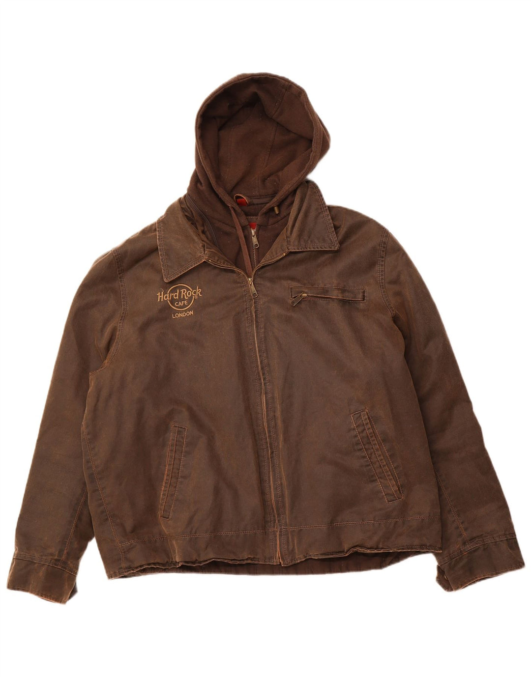 HARD ROCK CAFE Veste cirée à capuche London pour homme UK 44 2XL Coton marron