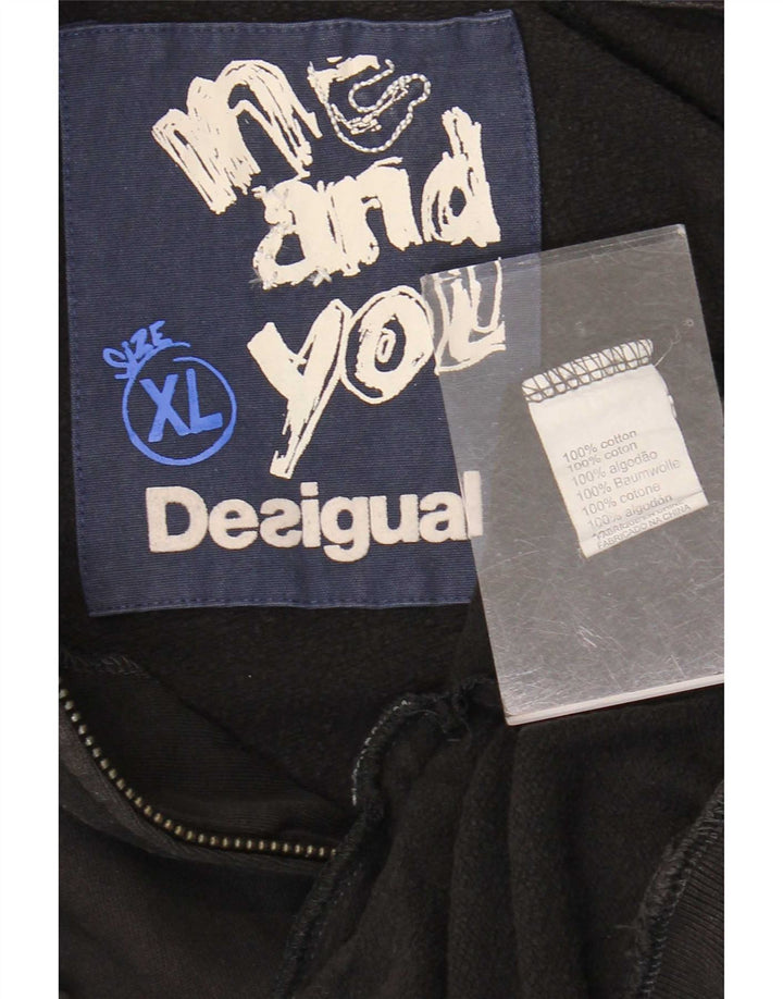 Desigual Veste de Survêtement Graphique Homme XL Noir Coton