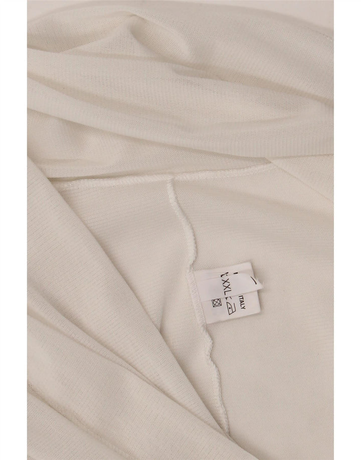 vintage Femmes Front Tie Crop Top UK 20 2XL Viscose Blanche