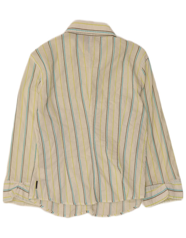 Trussardi Jeans Chemise Femme UK 46 Large Blanc Rayé Coton