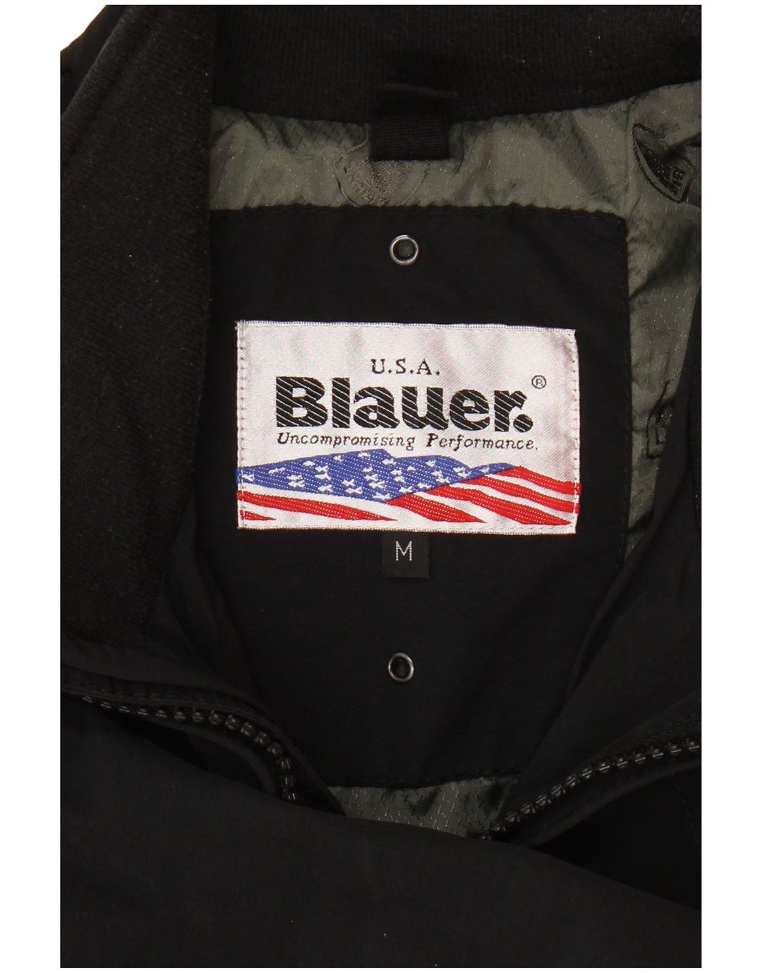 BLAUER Womens Graphic Military Jacket UK 14 Medium Black Cotton
