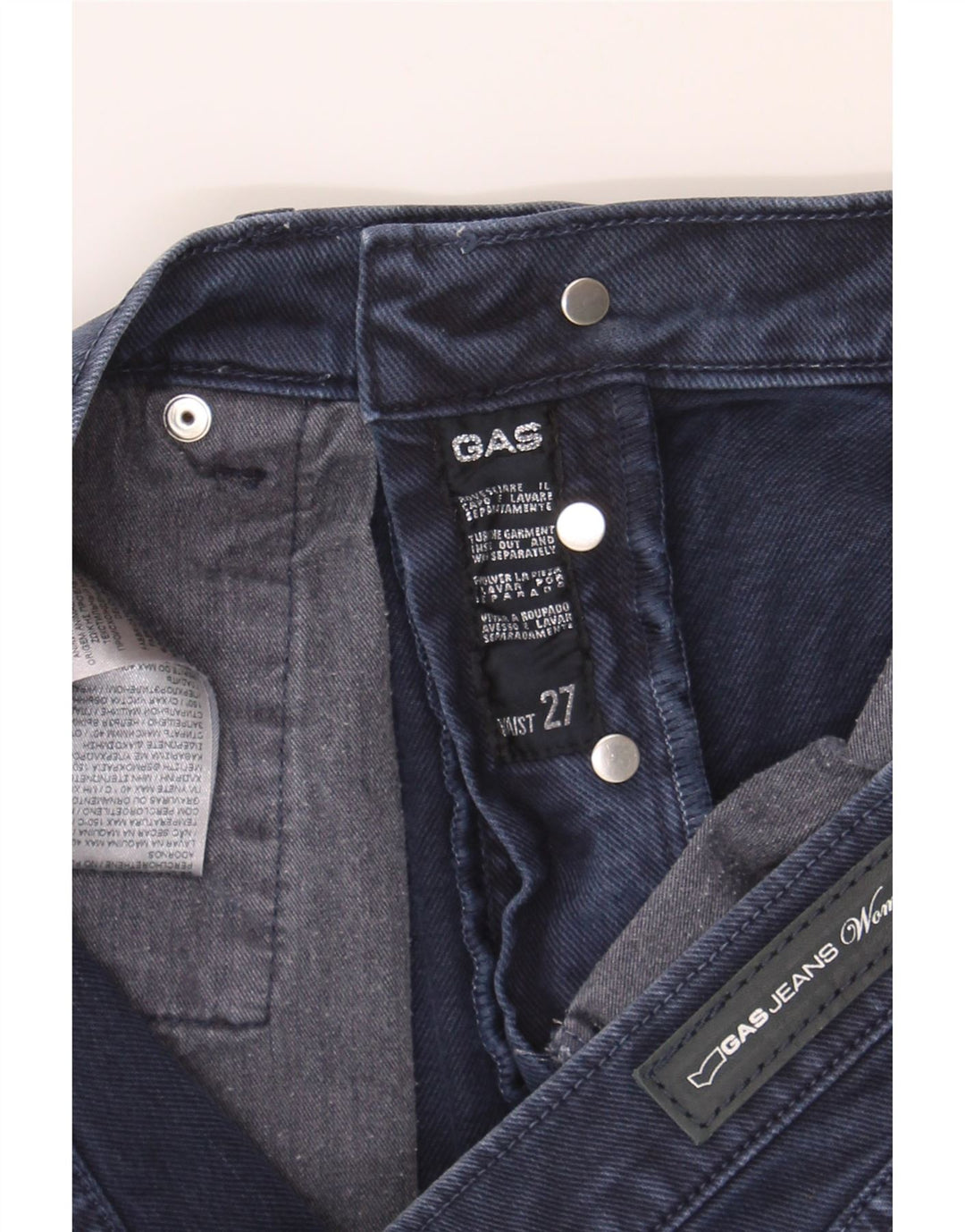GAS Womens Denim Shorts W27 Small  Navy Blue Cotton Vintage Gas and Second-Hand Gas from Messina Hembry 