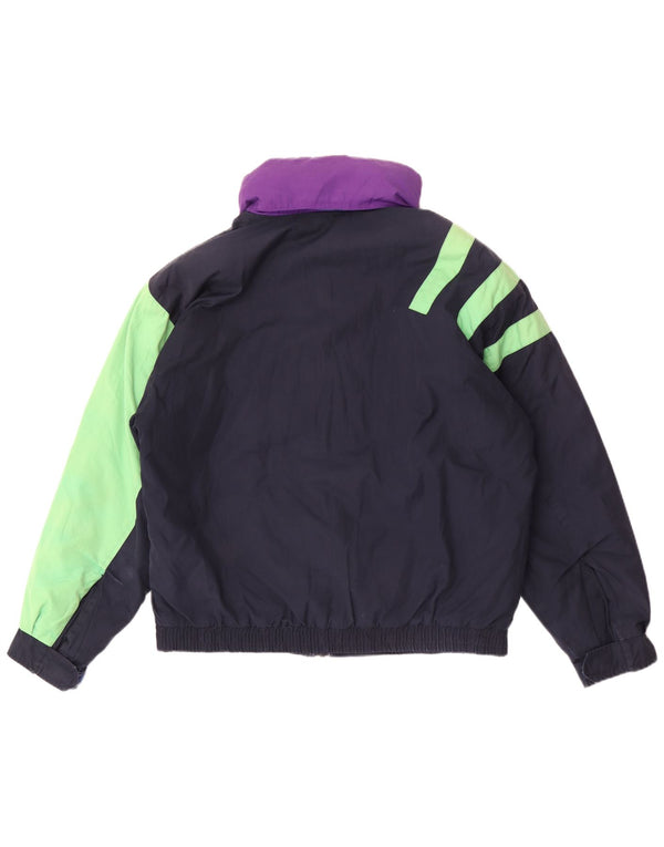 Fila Veste de ski à capuche pour homme IT 50 Large Bleu Marine Colorblock Polyester