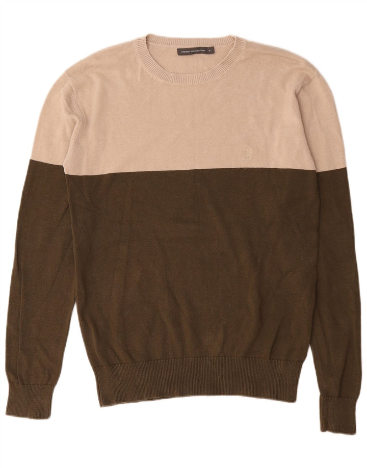 French Connection Pull Col Ras-du-Cou Homme Kaki Colorblock Petit