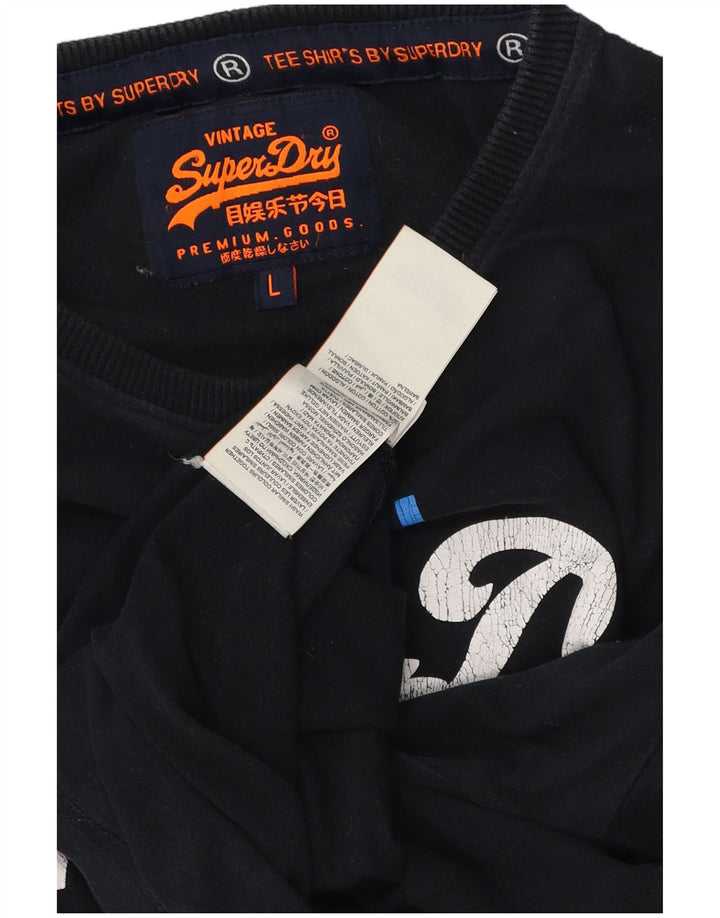 Superdry Haut graphique à manches longues pour hommes, grand coton noir