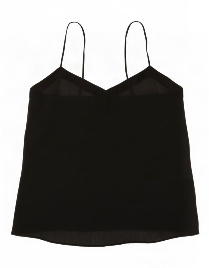 Benetton Femmes Cami Top UK 12 Moyen Noir