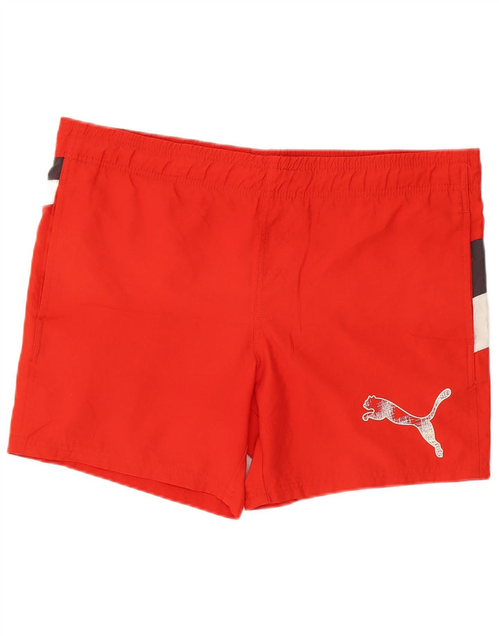 Puma Short de Bain Graphic Homme Rouge Moyen Polyester Colorblock