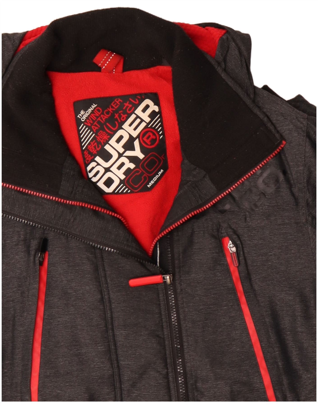 SUPERDRY Veste coupe-vent à capuche pour hommes UK 38 Gris Moyen Polyester