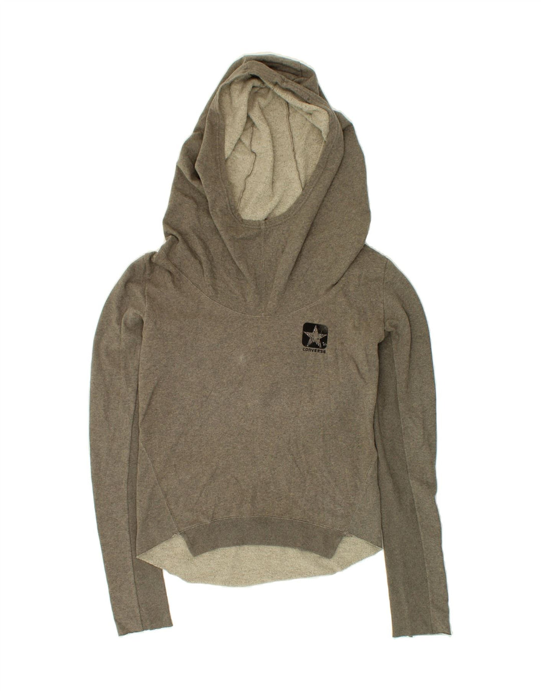 CONVERSE Womens Crop Hoodie Jumper UK 12 Medium Grey Cotton Vintage Converse and Second-Hand Converse from Messina Hembry 