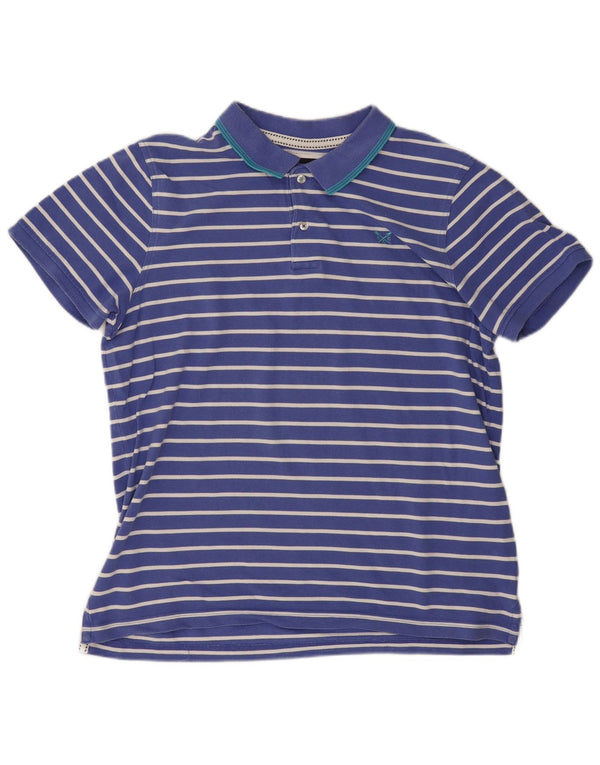 CREW CLOTHING Polo Homme 2XL Bleu Rayé Coton