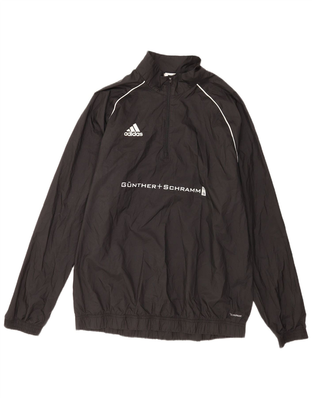 Adidas Clima Proof Graphic Pull à col zippé pour homme Noir Taille L