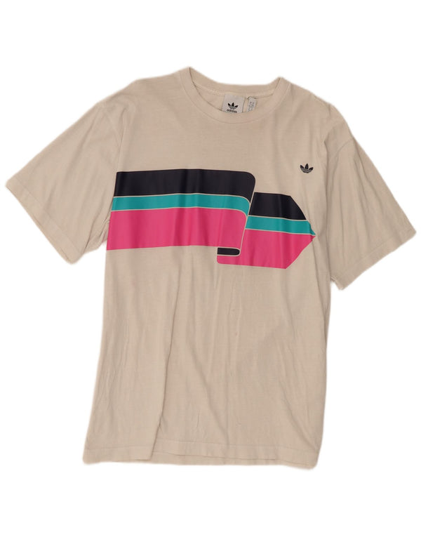 Adidas T-Shirt Homme Top XL Beige Colorblock Coton