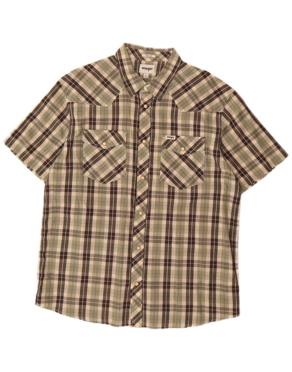 Wrangler Chemise à manches courtes pour homme Coupe classique en coton à carreaux kaki