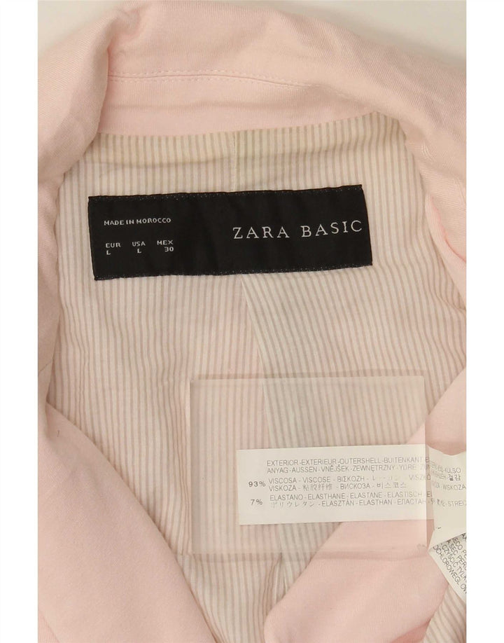 Zara Veste Blazer 1 Bouton Femme UK 14 Grande Viscose Rose