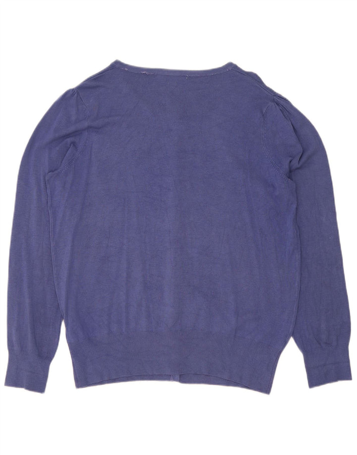 Marks & Spencer Pull Cardigan Femme UK 16 Large Bleu Viscose