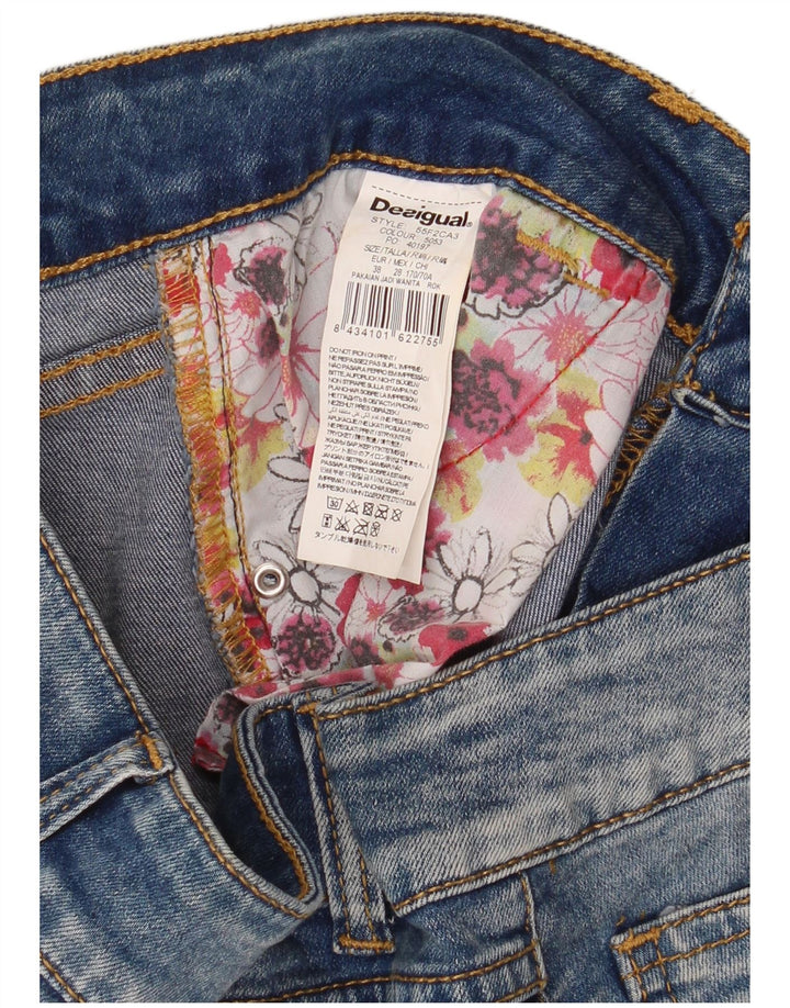 Desigual Jupe en jean pour femme EU 38 Medium W30 Bleu Floral Polyester