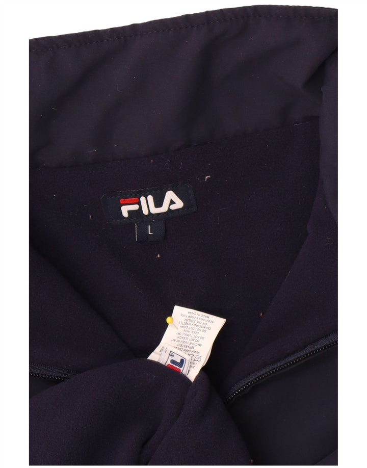 Fila Homme Zip Neck Sweatshirt Jumper Grand Bleu Marine Polyester