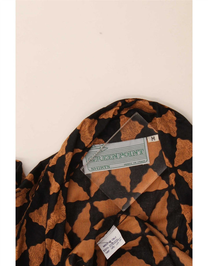 Chemise à manches courtes Vintage pour hommes, coton géométrique noir moyen
