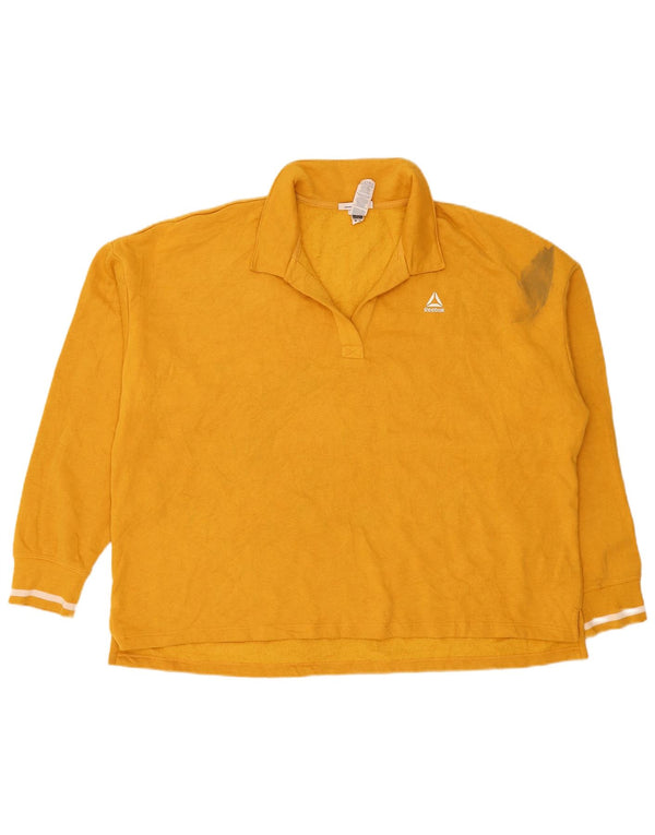 Reebok Polo surdimensionné à manches longues pour femme UK 22 3XL Jaune
