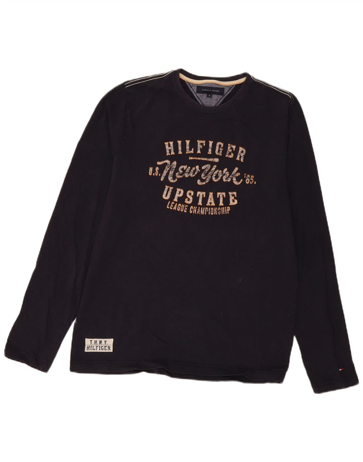 Tommy Hilfiger Haut graphique à manches longues pour homme en coton bleu marine moyen