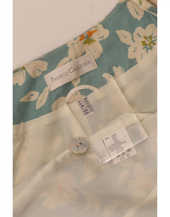 Franco Callegari Veste blazer à 4 boutons pour femme UK 12 Bleu moyen floral