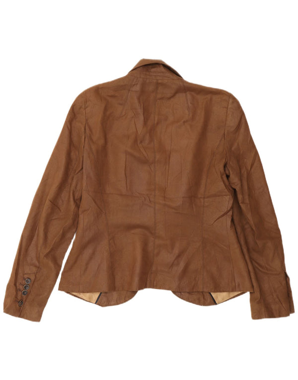 Zara Veste Blazer 1 Bouton Femme UK 14 Large Marron Polyester