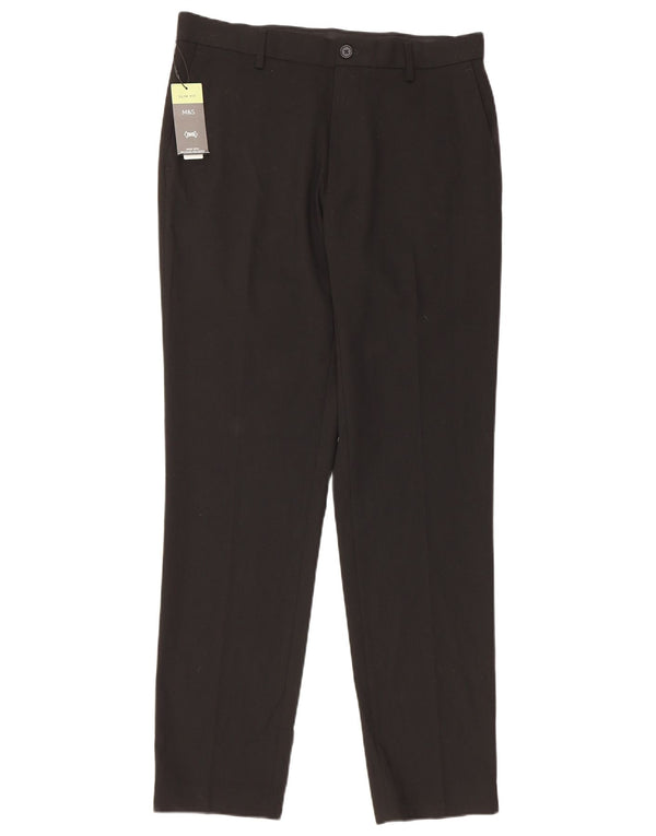 Marks & Spencer Mens Slim Fit Chino Trousers W32 L31 Black Polyester