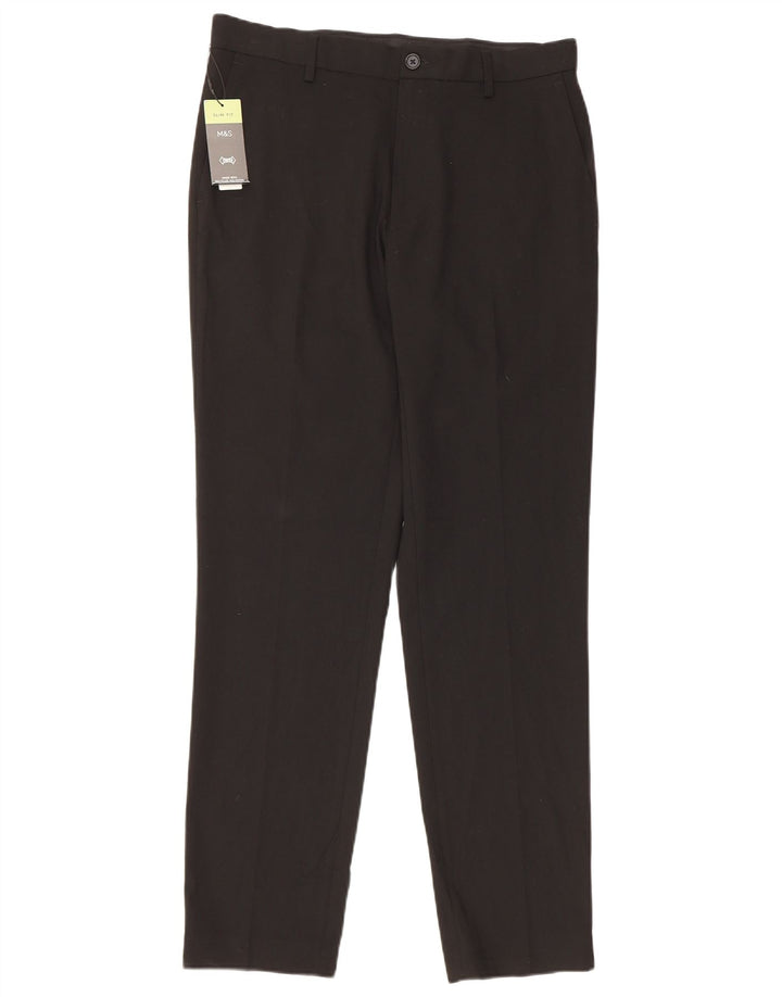 Marks & Spencer Pantalon Chino Coupe Slim Homme W32 L31 Noir Polyester