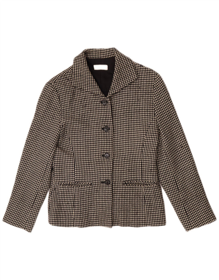 Griffe Veste blazer à 4 boutons pour femme UK 10 Petit pied-de-poule noir