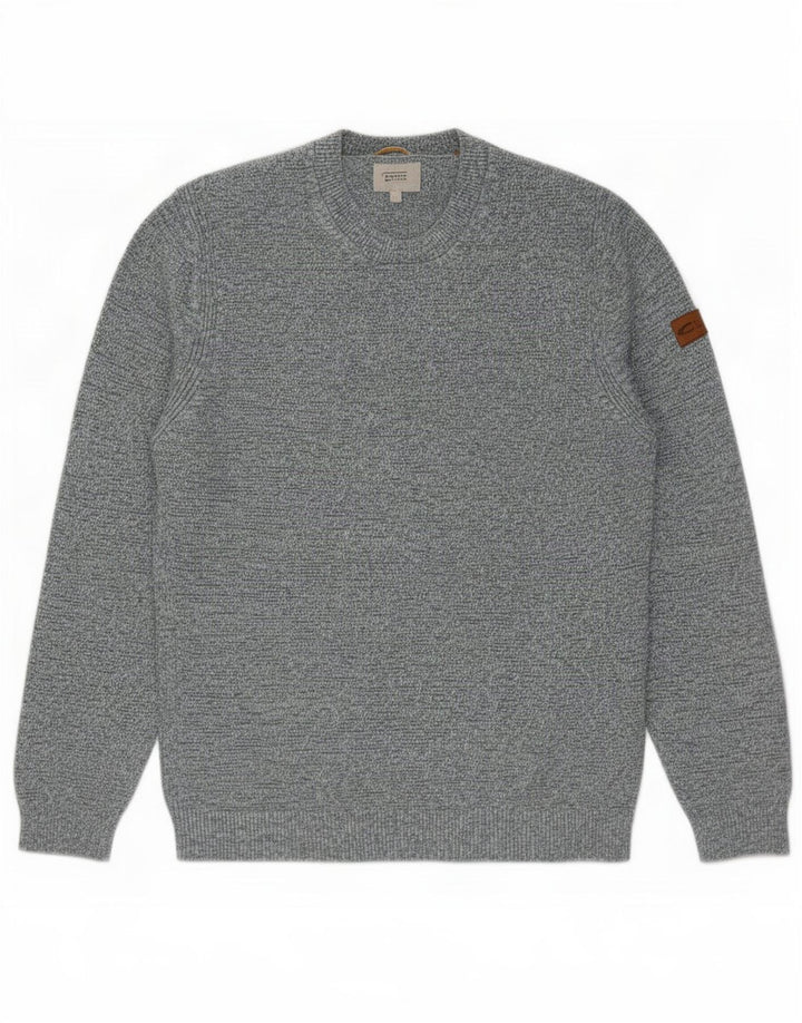 Camel Active Pull col rond pour homme en coton moucheté bleu Taille L