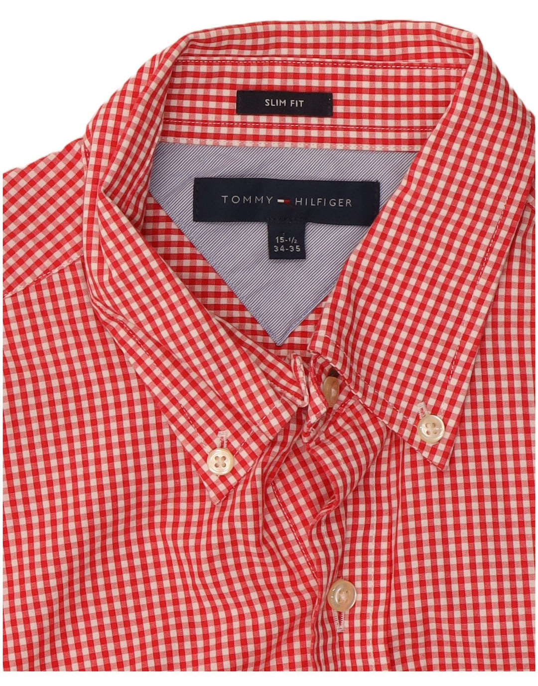 Tommy Hilfiger Chemise slim fit pour homme Taille 15 1/2 Vichy rouge moyen