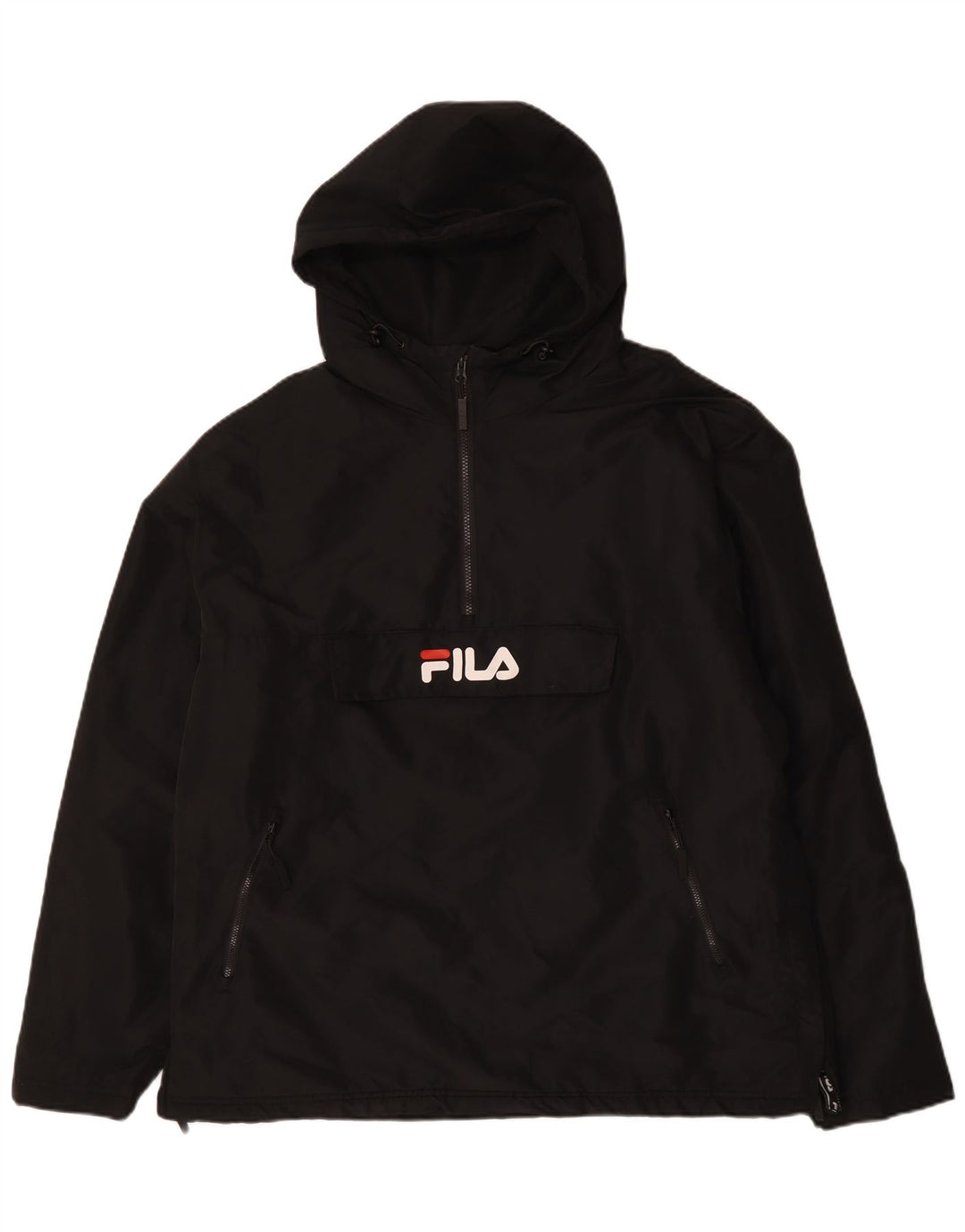 FILA Veste Anorak à capuche graphique pour homme UK 42 XL Noir Polyester